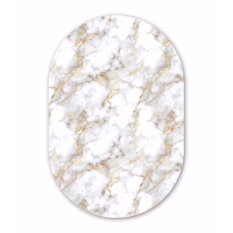 Gouden aders - Marmer - Wit Wandcirkel Ovaal Aluminium middel 839 -3d