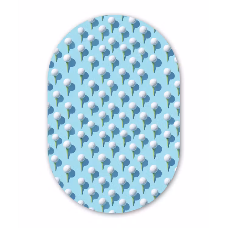 Golf - Ballen - Blauw Wandcirkel Ovaal Aluminium middel 839 -3d
