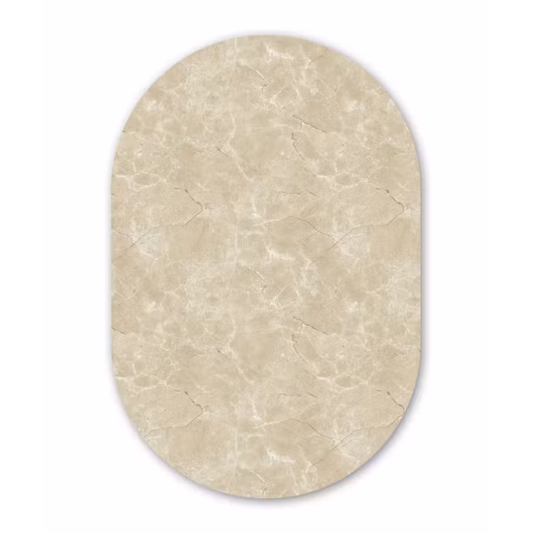 Lichtbeige - Marmer - Diffusie adering Wandcirkel Ovaal Aluminium middel 839 -3d