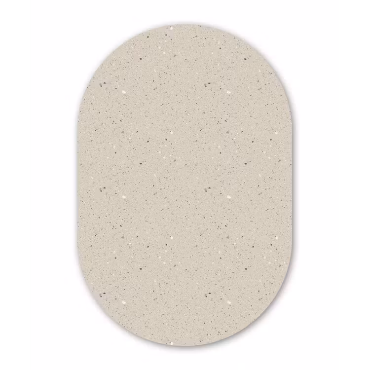 Lichtbeige - Terrazzo - Grijs Wandcirkel Ovaal Aluminium middel 839 -3d