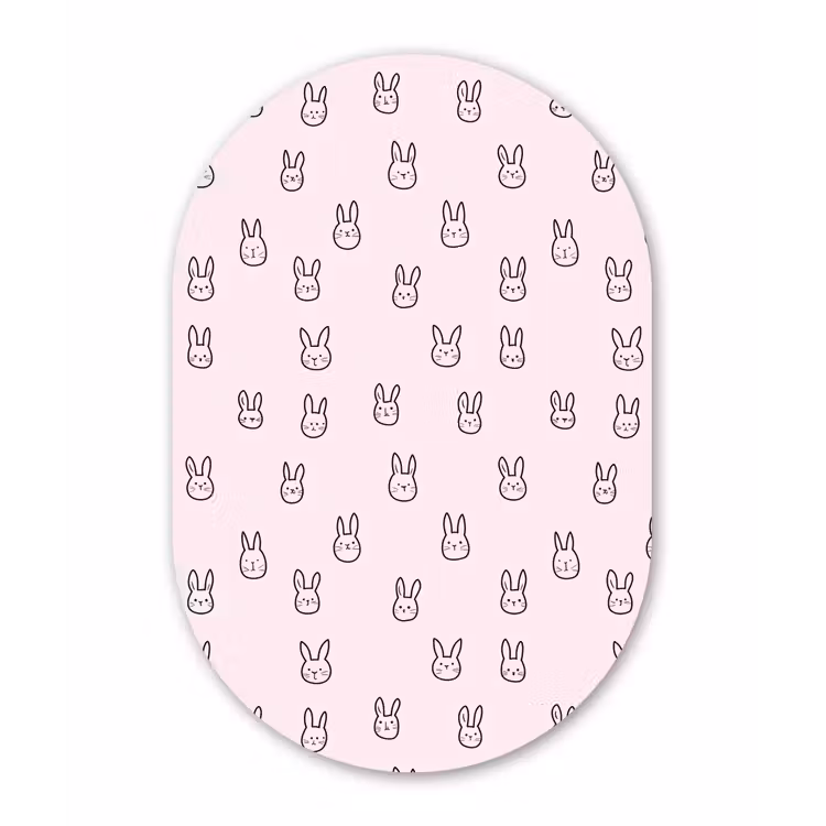 Konijnen - Minimalistisch - Roze Wandcirkel Ovaal Aluminium middel 839 -3d