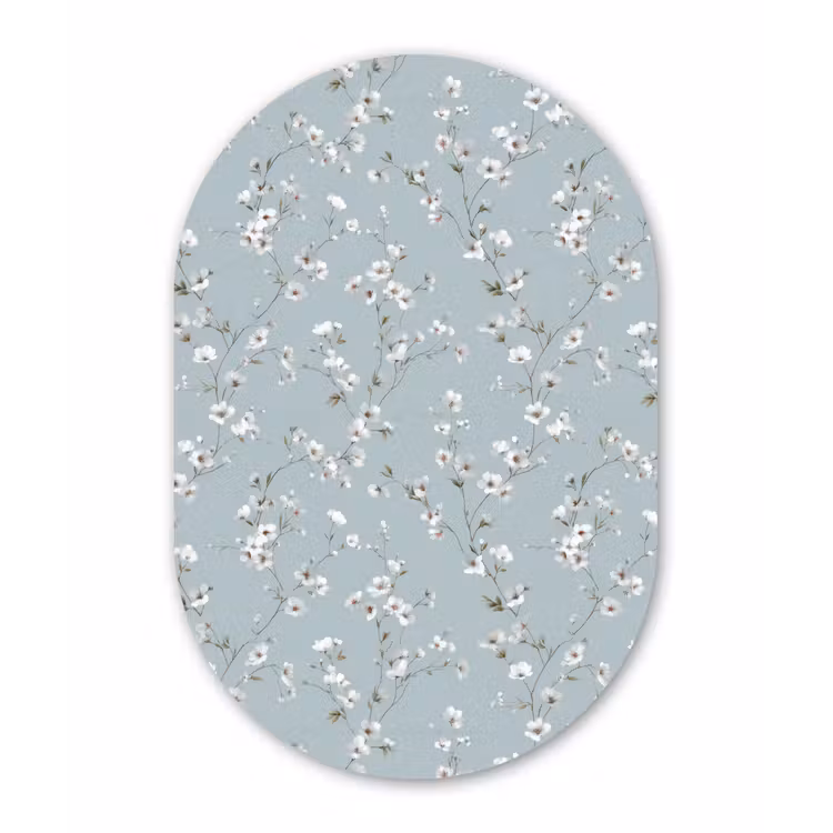 Klassiek - Bloemen - Blauw Wandcirkel Ovaal Aluminium middel 839 -3d