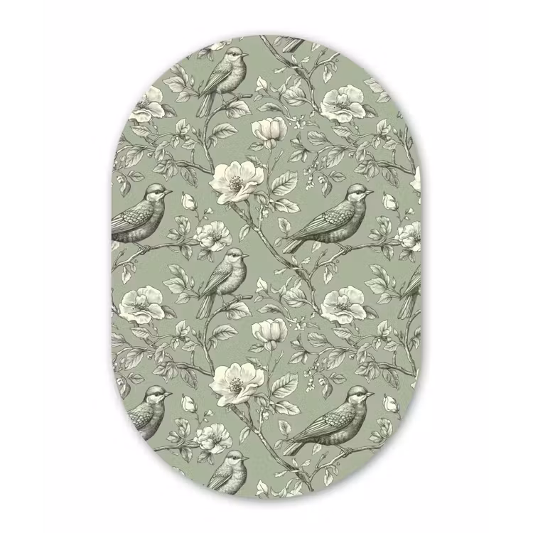 Klassiek - Botanisch - Groen Wandcirkel Ovaal Aluminium middel 839 -3d