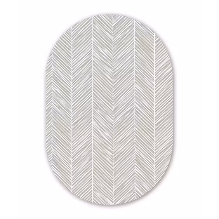 Klassiek - Visgraat - Grijs Wandcirkel Ovaal Aluminium middel 839 -3d