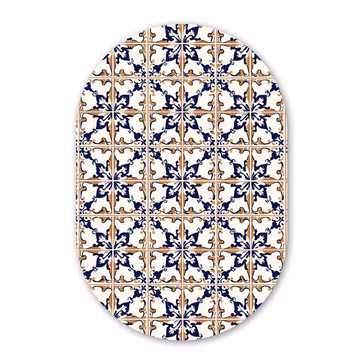 Klassiek - Patroon - Kleurrijk Wandcirkel Ovaal Aluminium middel 839 -3d