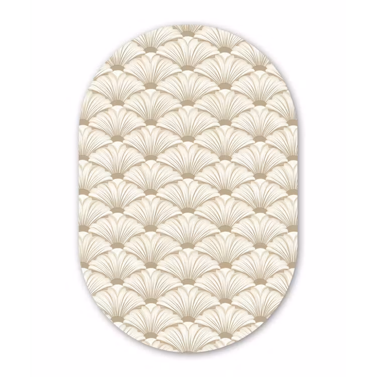 Klassiek - Art - Beige Wandcirkel Ovaal Aluminium middel 839 -3d