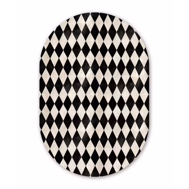 Klassiek - Patroon - Zwart Wandcirkel Ovaal Aluminium middel 839 -3d