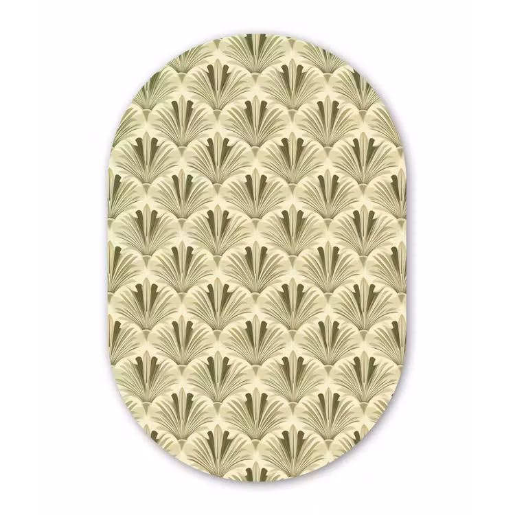 Klassiek - Waaier - Groen Wandcirkel Ovaal Aluminium middel 839 -3d