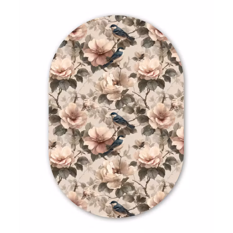 Klassiek - Vogels - Kleurrijk Wandcirkel Ovaal Aluminium middel 839 -3d