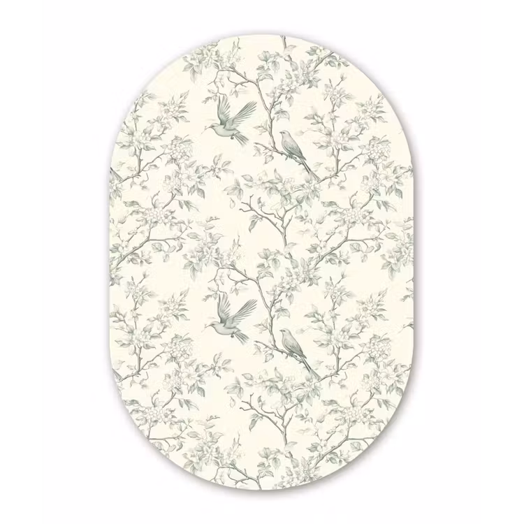 Klassiek - Vogels - Groen Wandcirkel Ovaal Aluminium middel 839 -3d