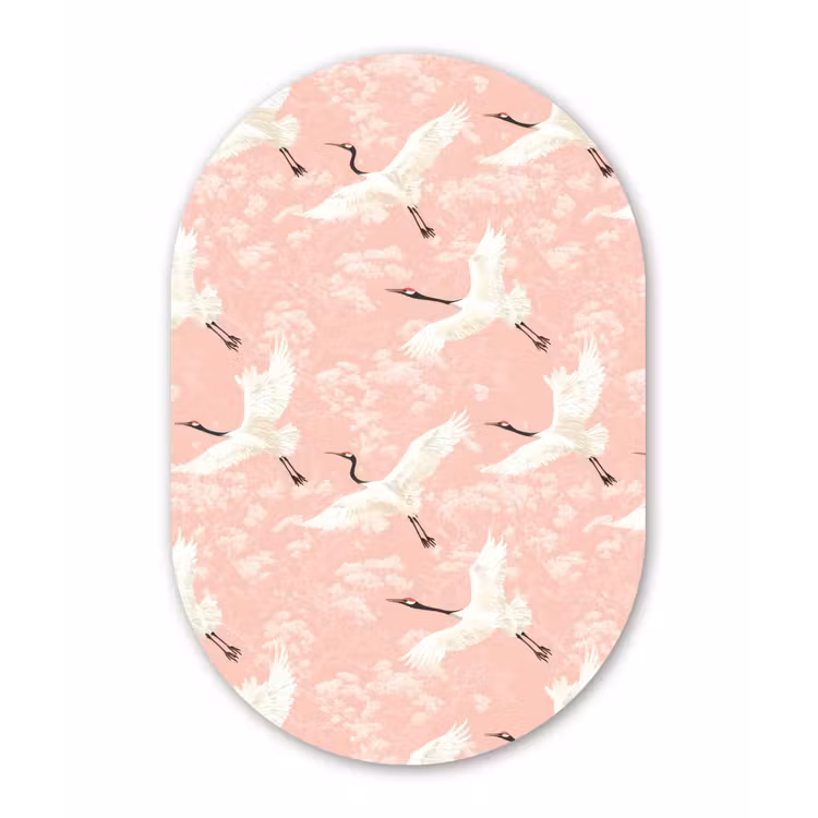 Kraanvogels - Bloesem - Roze Wandcirkel Ovaal Aluminium middel 839 -3d