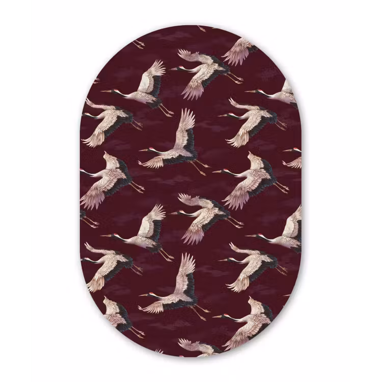 Kraanvogels - Klassiek - Bordeaux Wandcirkel Ovaal Aluminium middel 839 -3d