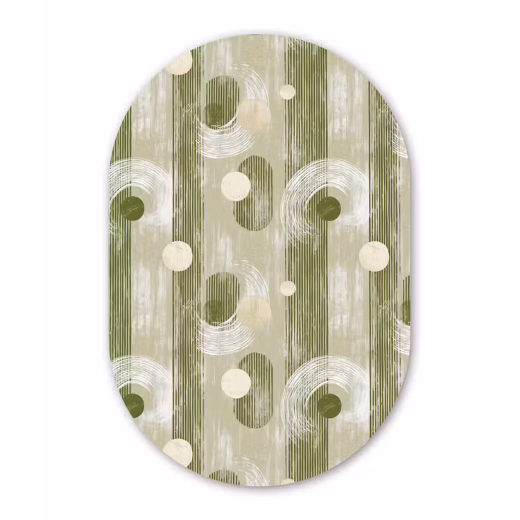 Artistiek - Modern - Groen Wandcirkel Ovaal Aluminium middel 839 -3d