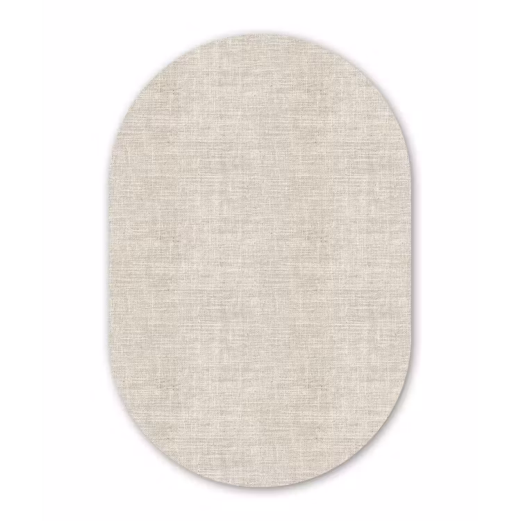 Linnen - Textuur - Beige Wandcirkel Ovaal Aluminium middel 839 -3d
