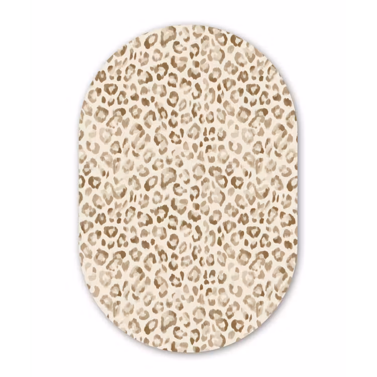 Luipaard - Klassiek - Beige Wandcirkel Ovaal Aluminium middel 839 -3d