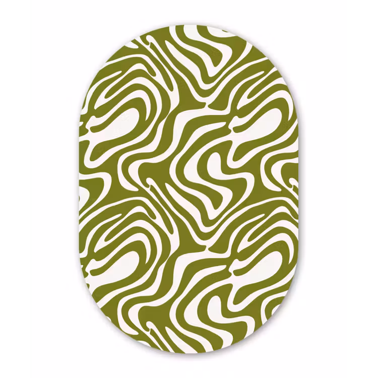 Lijnpatroon - Groen - Organisch Wandcirkel Ovaal Aluminium middel 839 -3d