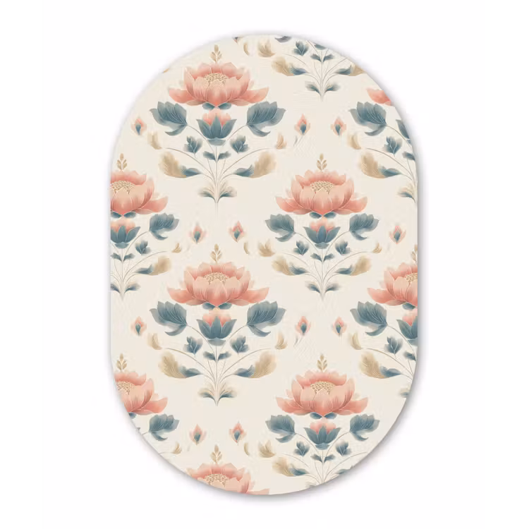 Lotus - Bloemen - Roze Wandcirkel Ovaal Aluminium middel 839 -3d