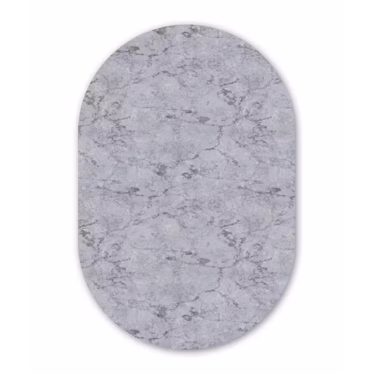 Marmerplaat - Patroon - Grijs Wandcirkel Ovaal Aluminium middel 839 -3d
