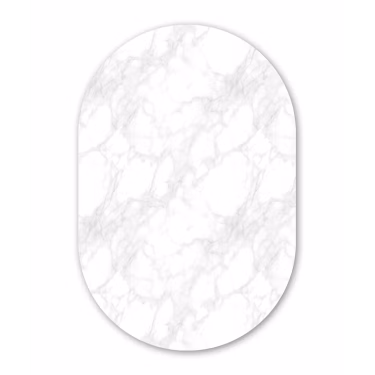 Minimalistisch - Wit - Grijze aders Wandcirkel Ovaal Aluminium middel 839 -3d