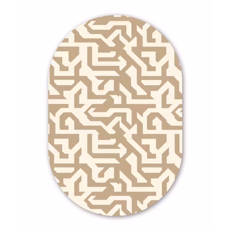 Modern - Abstract - Beige Wandcirkel Ovaal Aluminium middel 839 -3d