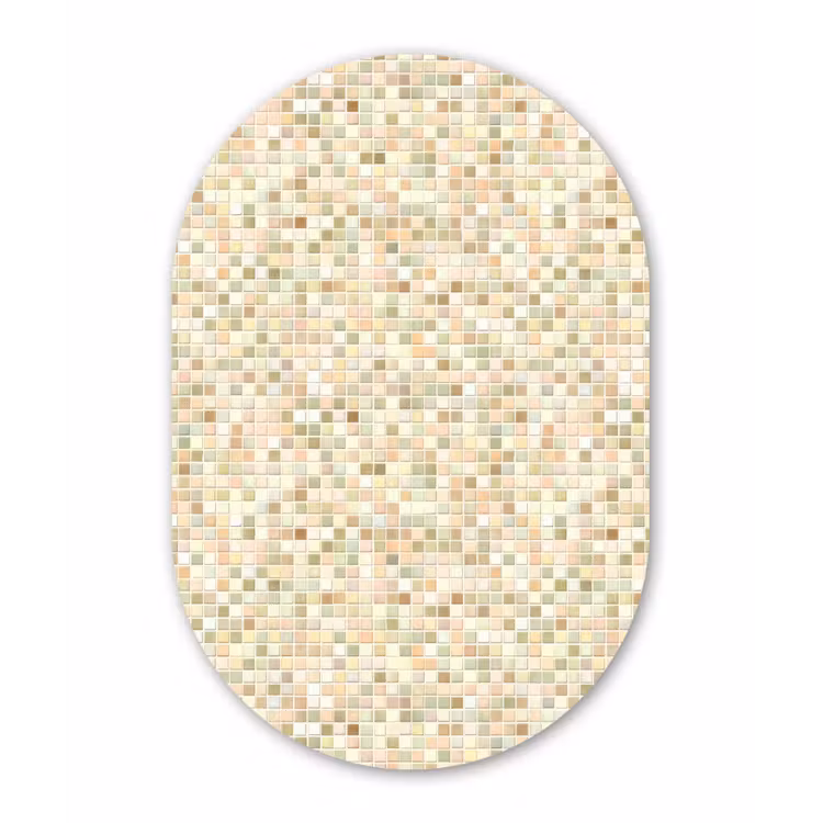 Mozaïek - Patroon - Beige Wandcirkel Ovaal Aluminium middel 839 -3d