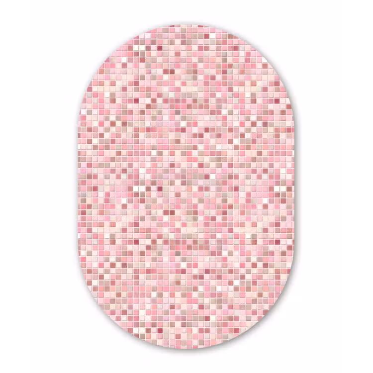 Mozaïek - Patroon - Roze Wandcirkel Ovaal Aluminium middel 839 -3d
