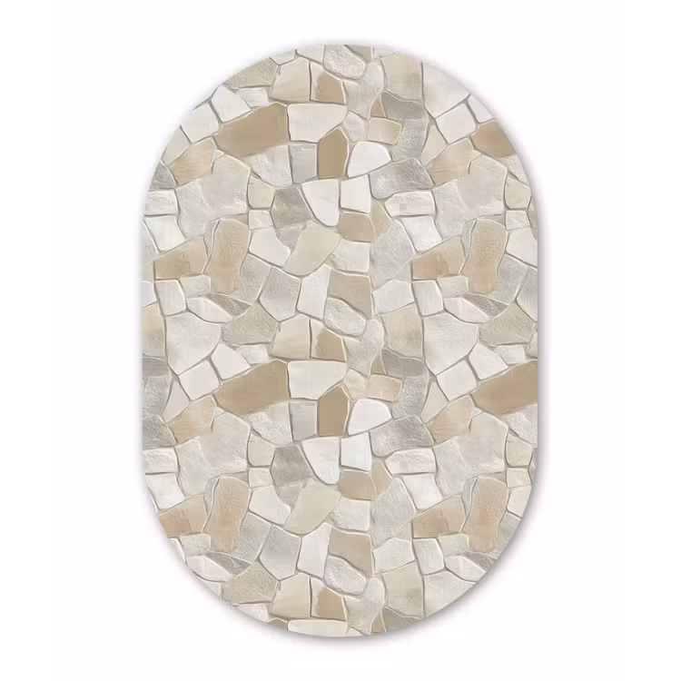 Mozaïek - Stenen - Beige Wandcirkel Ovaal Aluminium middel 839 -3d