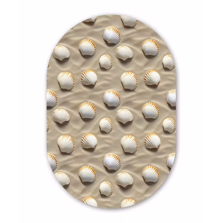 Schelpen - Zand - Maritiem Wandcirkel Ovaal Aluminium middel 839 -3d
