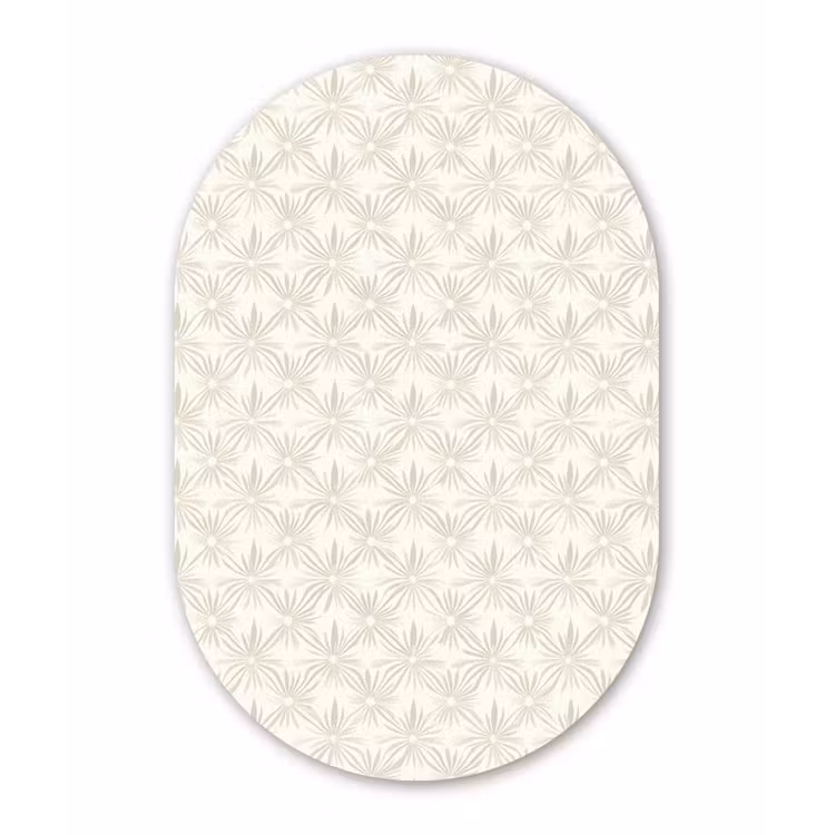 Patroon - Bloemen - Beige Wandcirkel Ovaal Aluminium middel 839 -3d