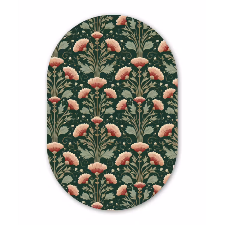 Patroon - Botanisch - Kleurrijk Wandcirkel Ovaal Aluminium middel 839 -3d