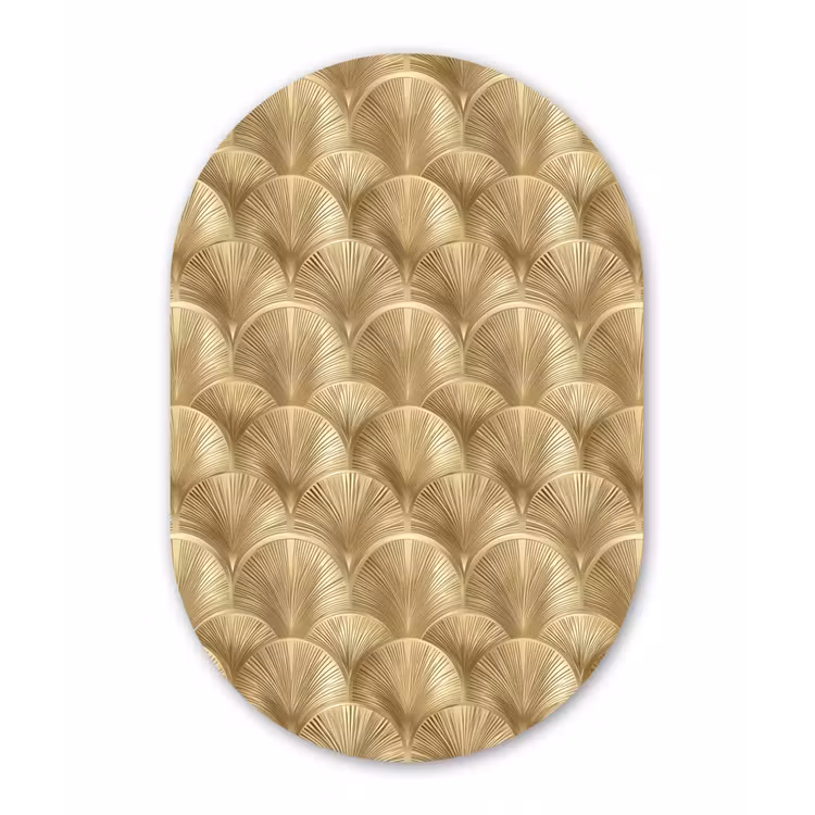 Patroon - Waaier -  Goud Wandcirkel Ovaal Aluminium middel 839 -3d