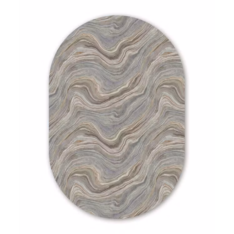 Patroon - Sereen - Paars - Groen Wandcirkel Ovaal Aluminium middel 839 -3d