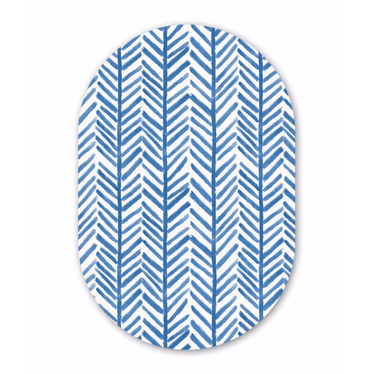 Patroon - Streep - Blauw Wandcirkel Ovaal Aluminium middel 839 -3d