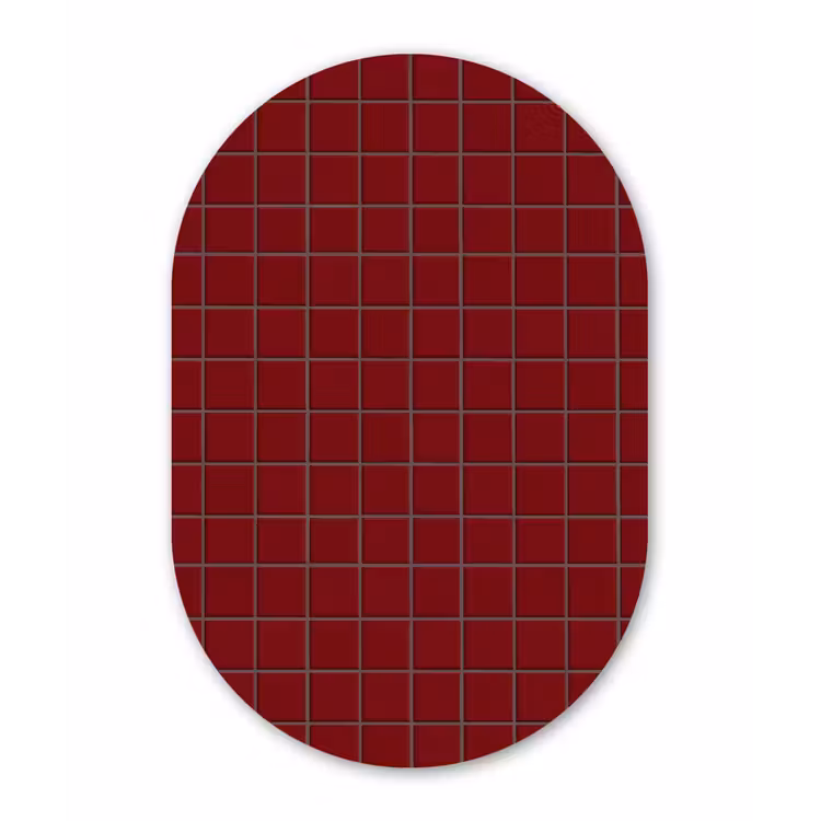 Patroon - Tegels - Burgundy Wandcirkel Ovaal Aluminium middel 839 -3d
