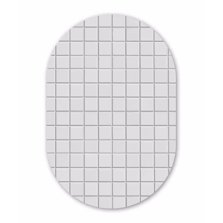 Patroon - Tegels - Grijs - Wit Wandcirkel Ovaal Aluminium middel 839 -3d