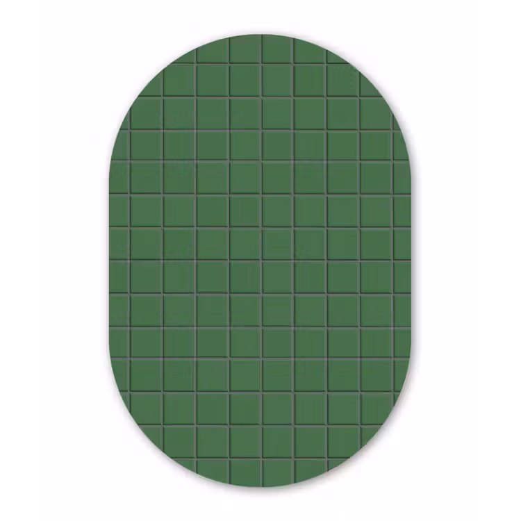 Patroon - Tegels - Groen Wandcirkel Ovaal Aluminium middel 839 -3d