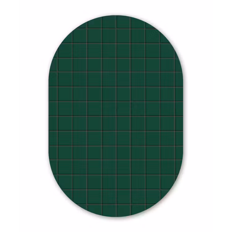 Patroon - Tegels - Dennen - Groen Wandcirkel Ovaal Aluminium middel 839 -3d
