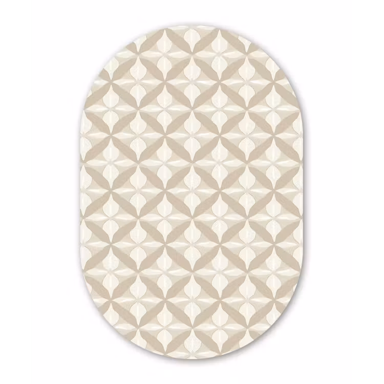 Patroon - Klassiek - Beige Wandcirkel Ovaal Aluminium middel 839 -3d