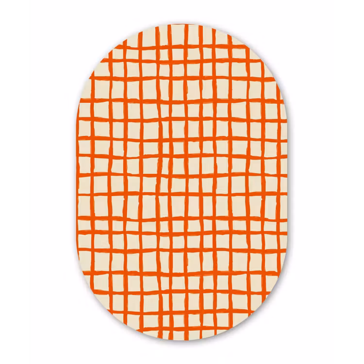 Patroon - Lijnen - Oranje Wandcirkel Ovaal Aluminium middel 839 -3d