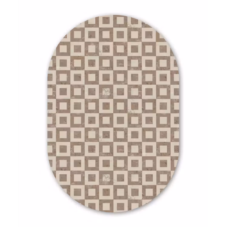 Patroon - Marmer - Beige Wandcirkel Ovaal Aluminium middel 839 -3d