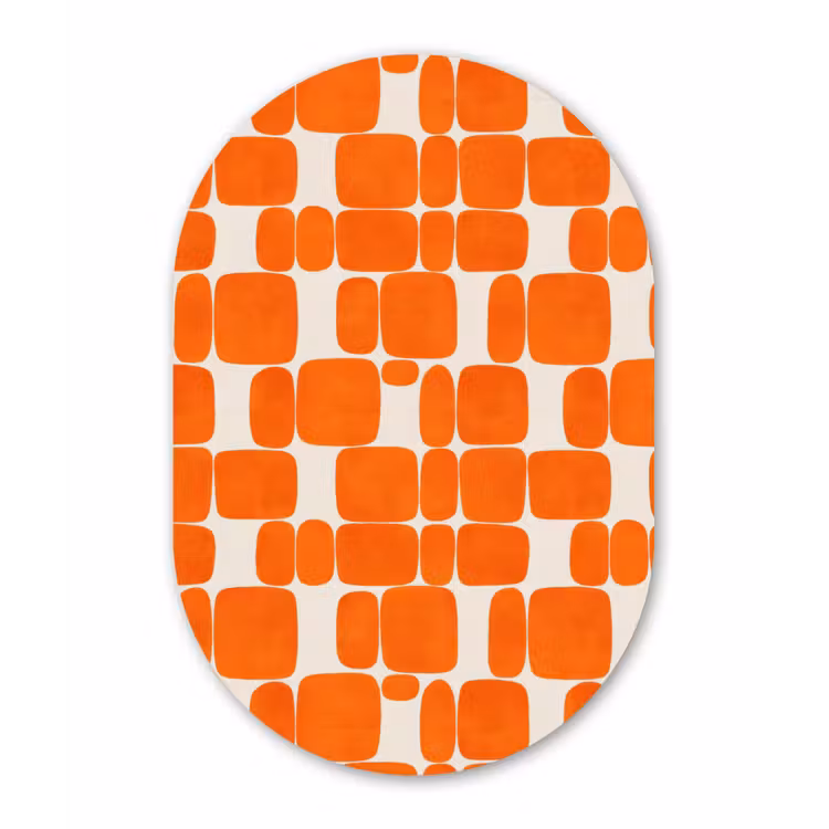 Patroon - Retro - Oranje Wandcirkel Ovaal Aluminium middel 839 -3d