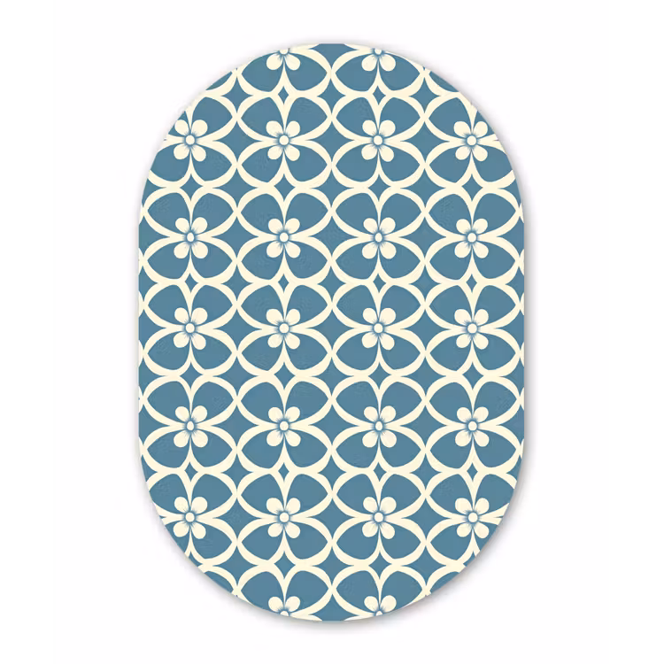 Patroon - Symmetrisch - Blauw Wandcirkel Ovaal Aluminium middel 839 -3d