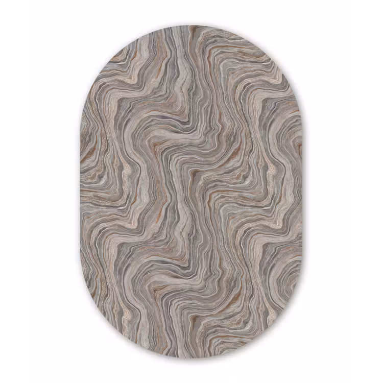 Patroon - Textuur - Grijs Wandcirkel Ovaal Aluminium middel 839 -3d