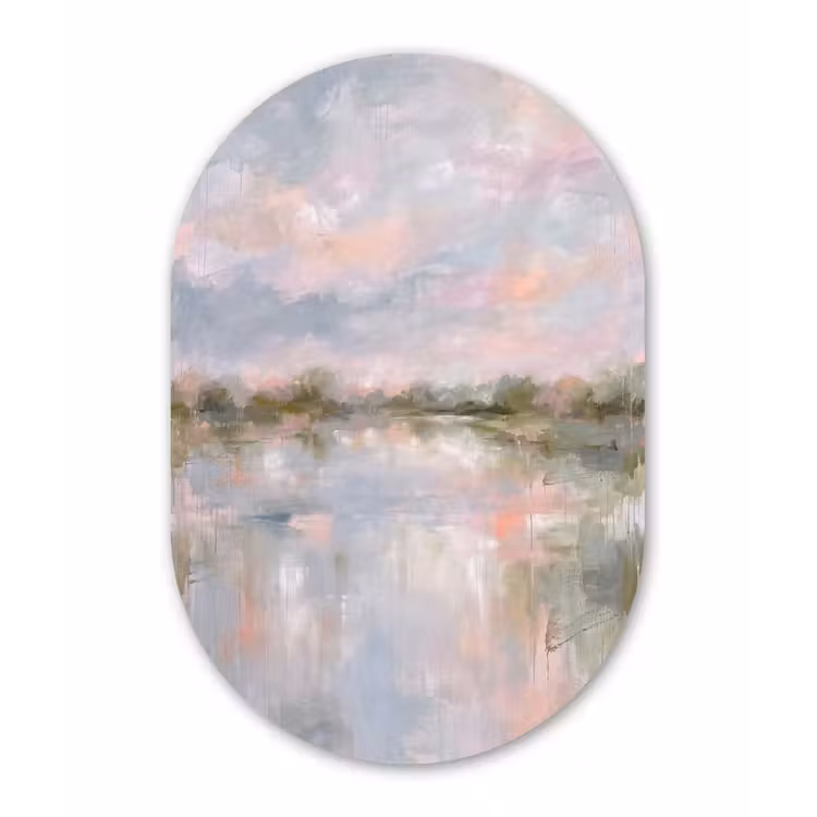 Natuur - Landschap - Abstract - Water - Groen Wandcirkel Ovaal Aluminium middel -3d