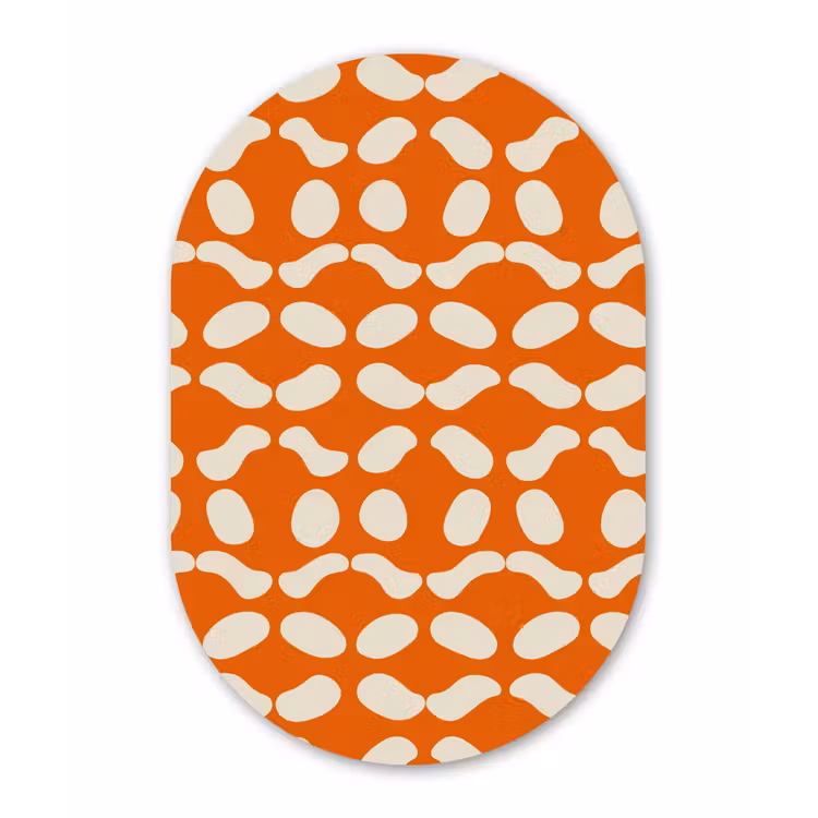 Oranje - Organische vormen - Wit Wandcirkel Ovaal Aluminium middel 839 -3d