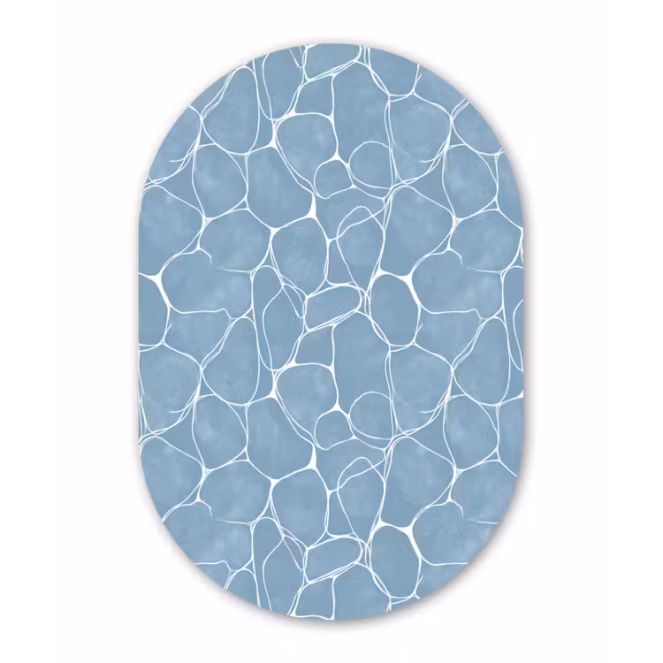 Organisch - Patroon - Blauw Wandcirkel Ovaal Aluminium middel 839 -3d