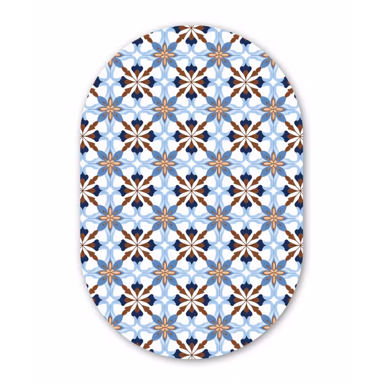 Ornament - Tegel - Kleurrijk Wandcirkel Ovaal Aluminium middel 839 -3d