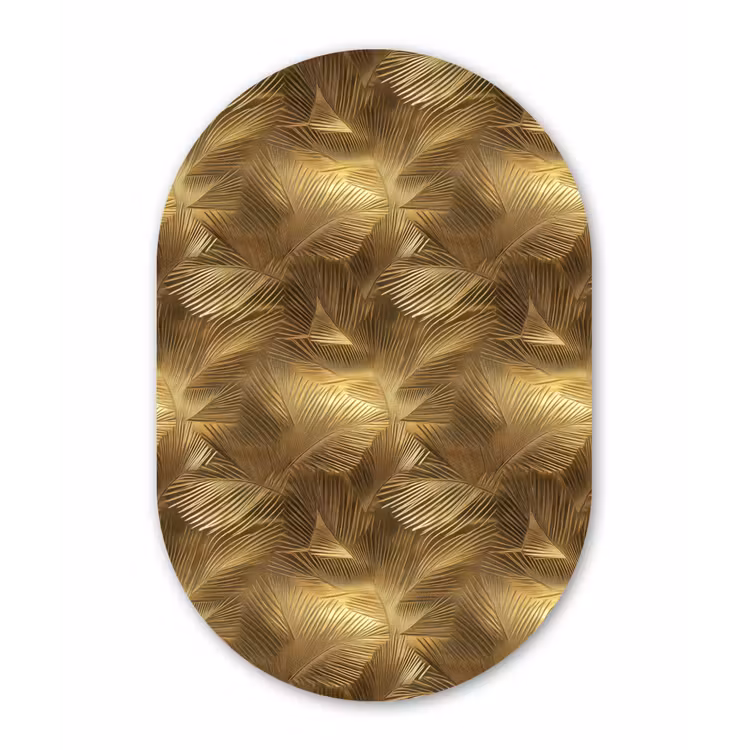 Palm - Waaier - Goud Wandcirkel Ovaal Aluminium middel 839 -3d