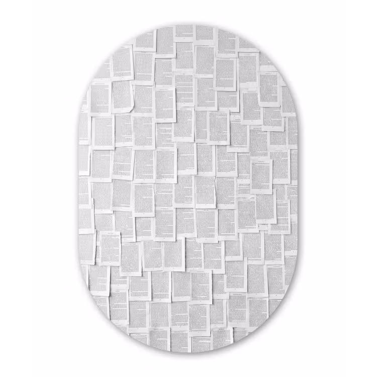 Papier - Overlappend - Textuur - Modern - Wit Wandcirkel Ovaal Aluminium middel -3d