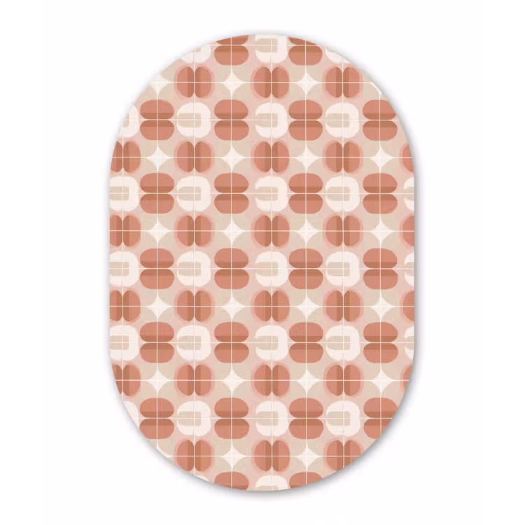 Retro - Klassiek - Roze Wandcirkel Ovaal Aluminium middel 839 -3d